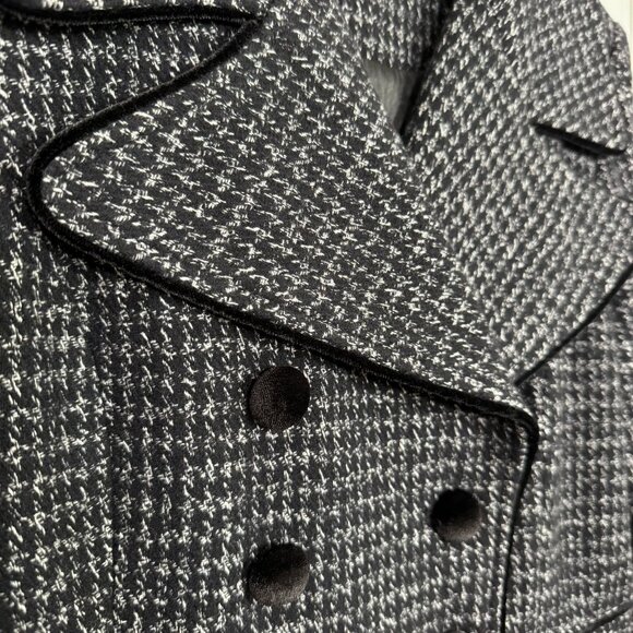 GUESS Houndstooth Wool Peacoat | Black & White Double-Breasted | Size Medium - Picture 5 of 13
